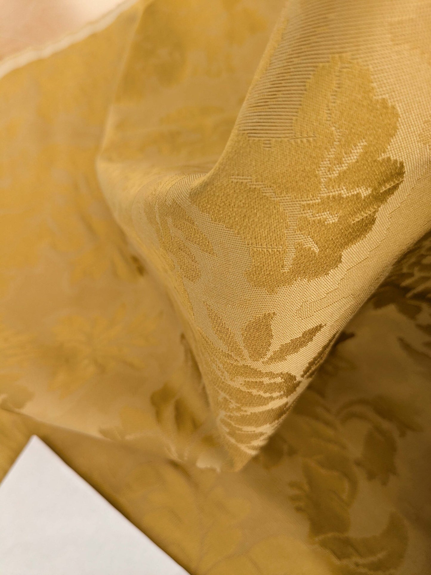 by yard Scalamandre Old World Weaver Radiant Sun Yellow Gold Damask Strie Renaissance Medallion Botanical