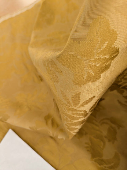 by yard Scalamandre Old World Weaver Radiant Sun Yellow Gold Damask Strie Renaissance Medallion Botanical