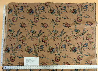 by yard Scalamandre Gobelin Green Blue Brown on Cocoa Botanical Foliage Cotton MSRPUSD 196/y Faint Stripe!