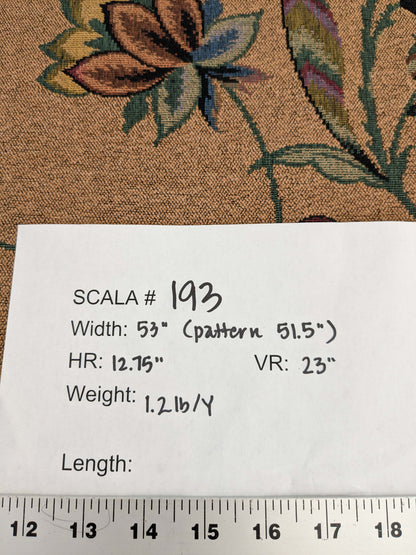 by yard Scalamandre Gobelin Green Blue Brown on Cocoa Botanical Foliage Cotton MSRPUSD 196/y Faint Stripe!