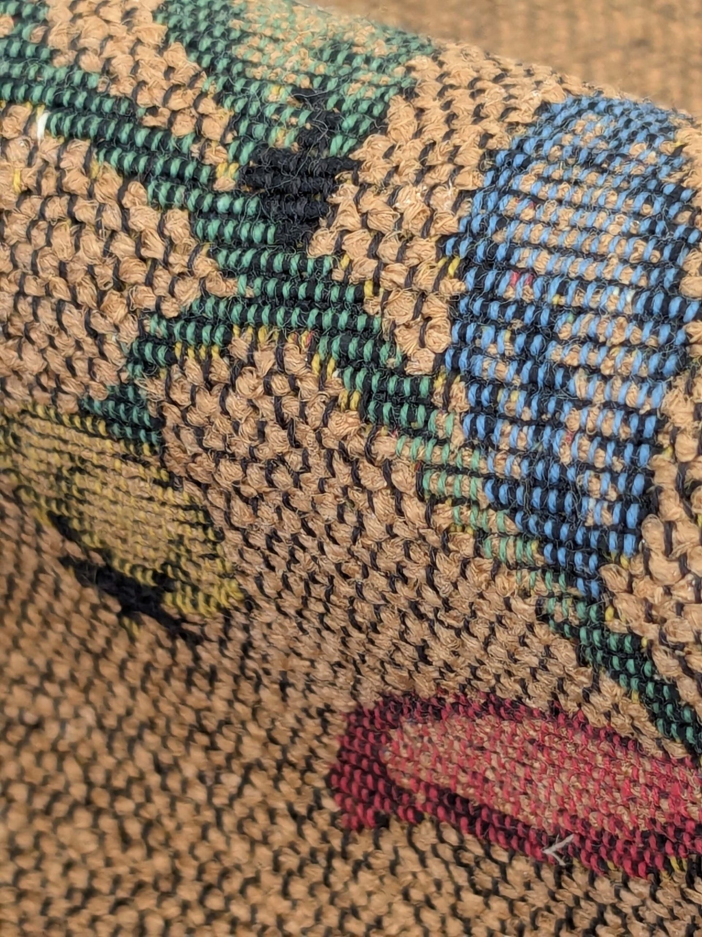 by yard Scalamandre Gobelin Green Blue Brown on Cocoa Botanical Foliage Cotton MSRPUSD 196/y Faint Stripe!