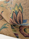 by yard Scalamandre Gobelin Green Blue Brown on Cocoa Botanical Foliage Cotton MSRPUSD 196/y Faint Stripe!