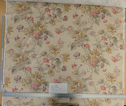 by yard Scalamandre Kaufmann English Garden Floral Botanical Historical Cotton Carnation Sunflower Chintz Red Pink Green Purple Yellow on Beige