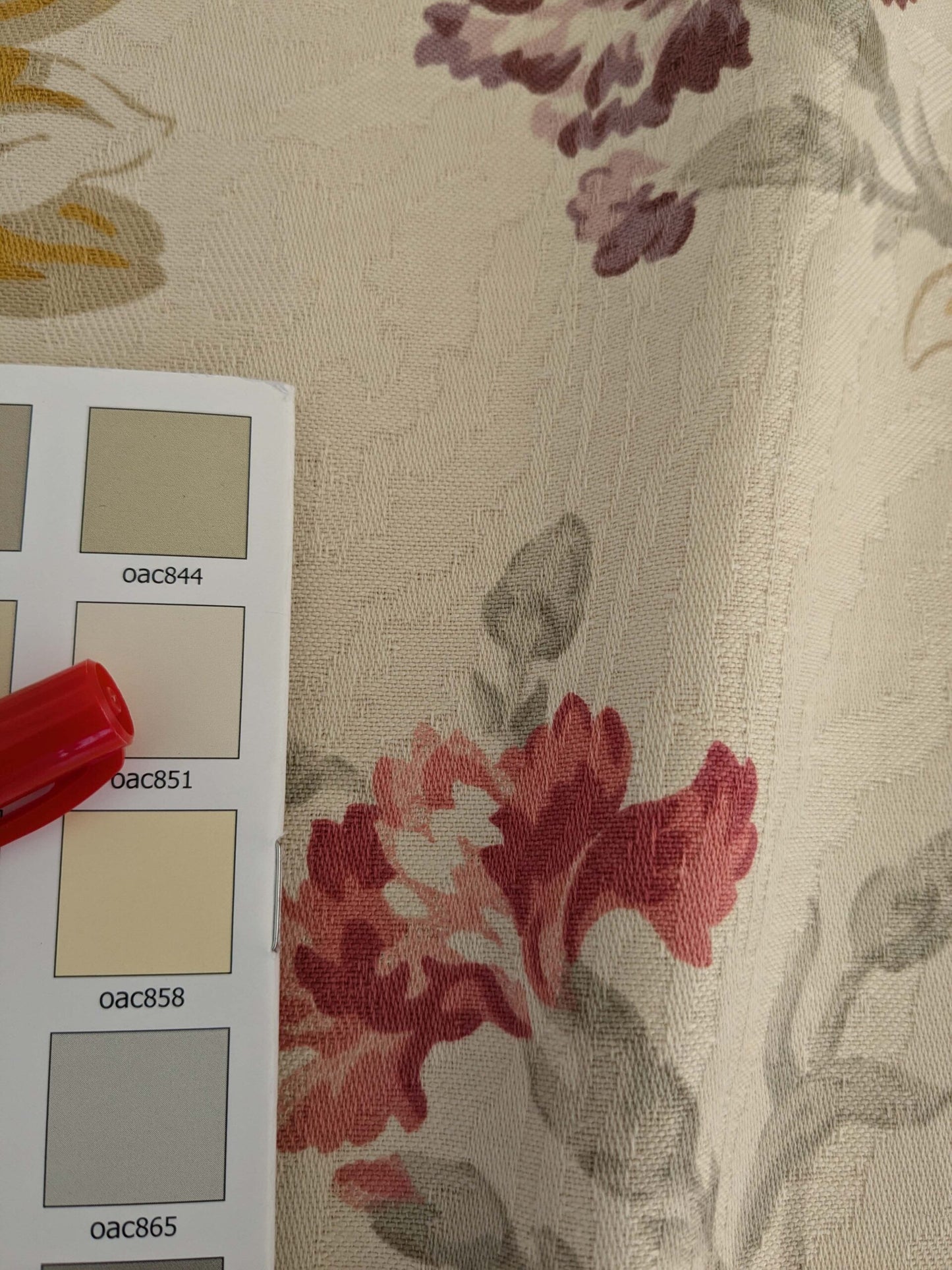 by yard Scalamandre Kaufmann English Garden Floral Botanical Historical Cotton Carnation Sunflower Chintz Red Pink Green Purple Yellow on Beige