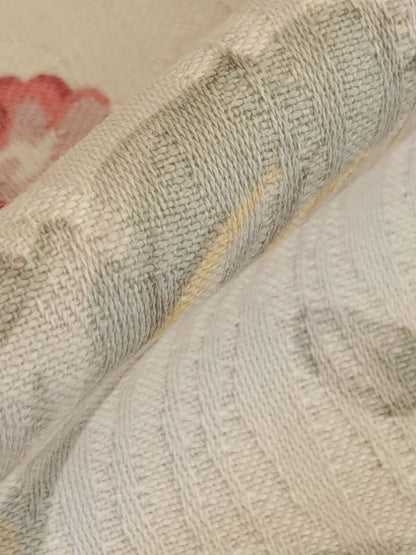 by yard Scalamandre Kaufmann English Garden Floral Botanical Historical Cotton Carnation Sunflower Chintz Red Pink Green Purple Yellow on Beige