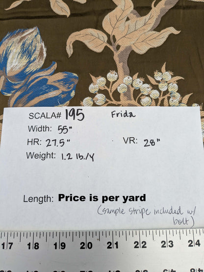 by yard Scalamandre Old World Weavers Frida Brown Vibrant Mexican Floral &amp; Fruits  Flower Lampas MSRP USD 546/y