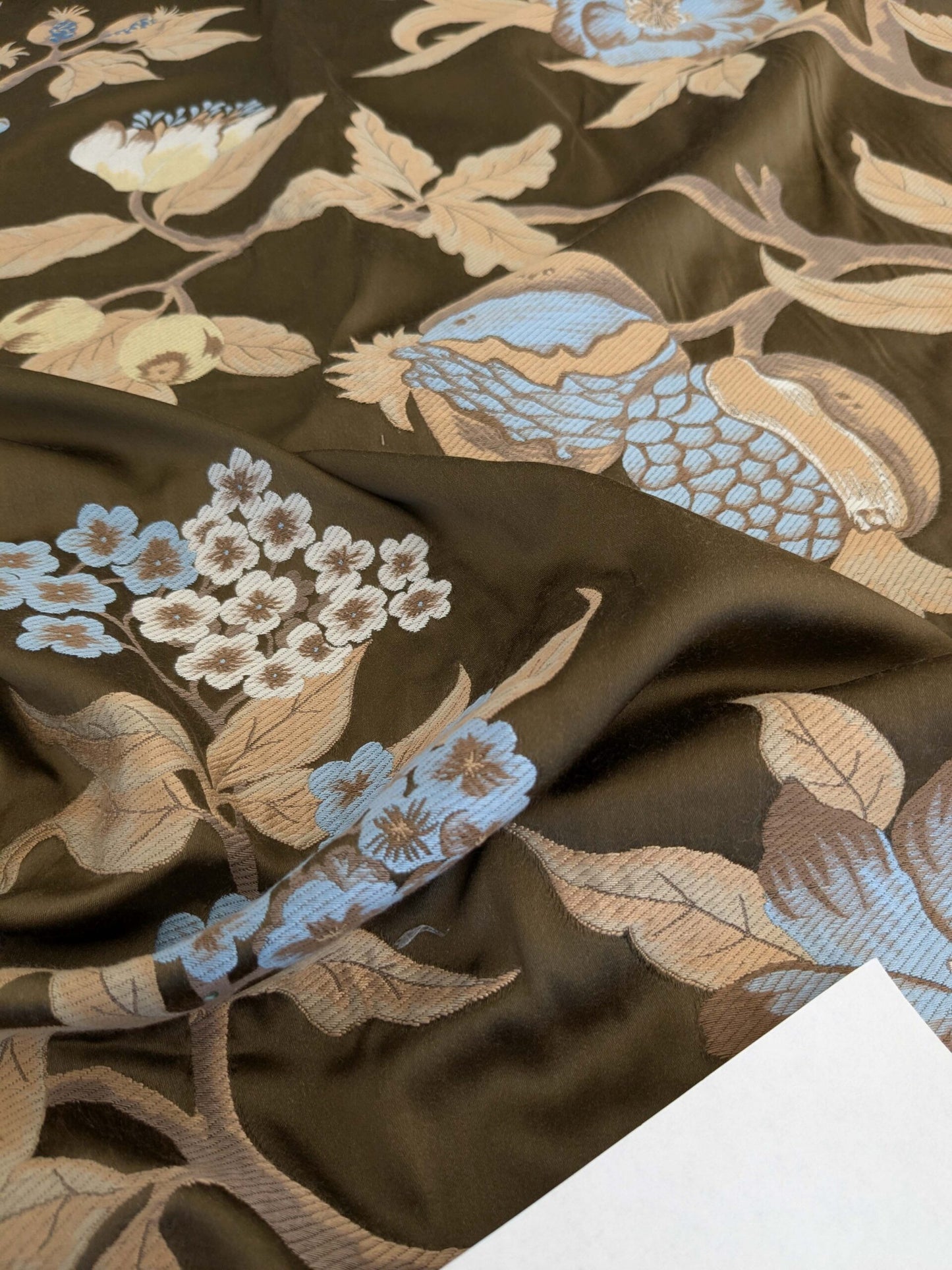 by yard Scalamandre Old World Weavers Frida Brown Vibrant Mexican Floral &amp; Fruits  Flower Lampas MSRP USD 546/y