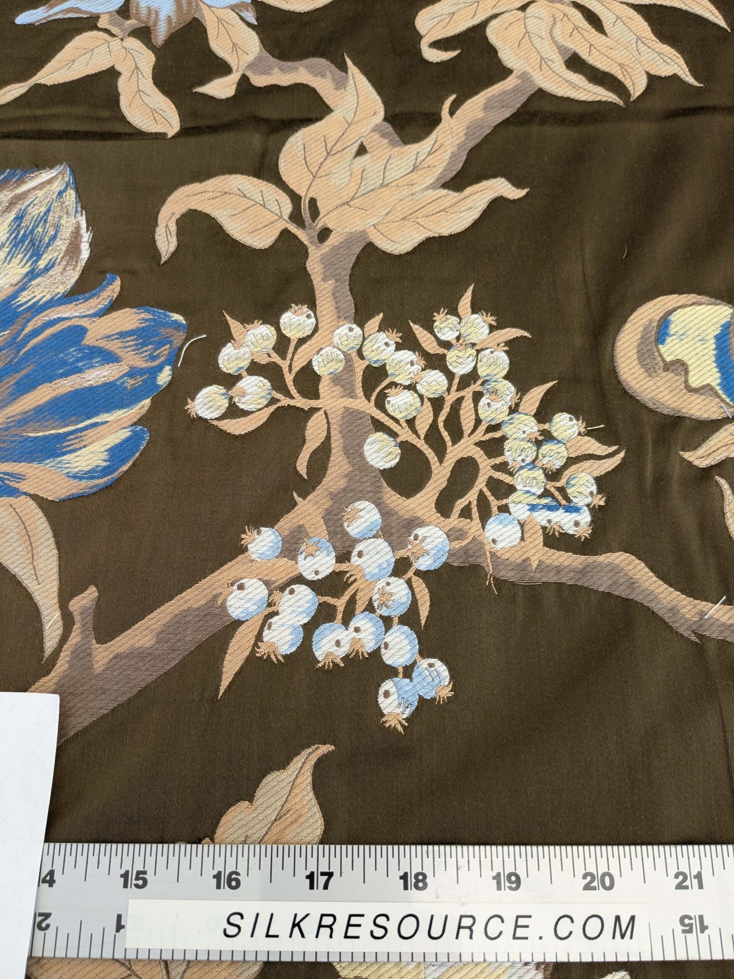 by yard Scalamandre Old World Weavers Frida Brown Vibrant Mexican Floral &amp; Fruits  Flower Lampas MSRP USD 546/y