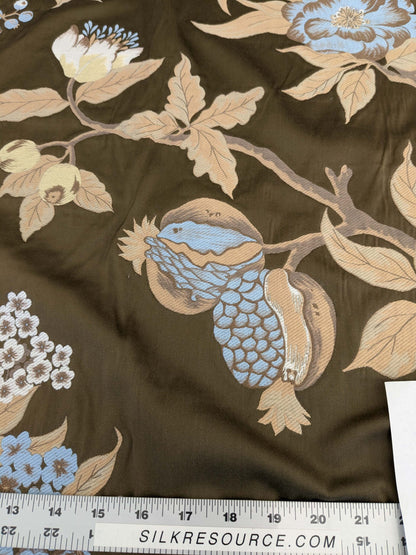 by yard Scalamandre Old World Weavers Frida Brown Vibrant Mexican Floral &amp; Fruits  Flower Lampas MSRP USD 546/y