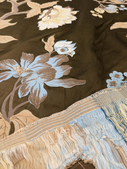 by yard Scalamandre Old World Weavers Frida Brown Vibrant Mexican Floral &amp; Fruits  Flower Lampas MSRP USD 546/y