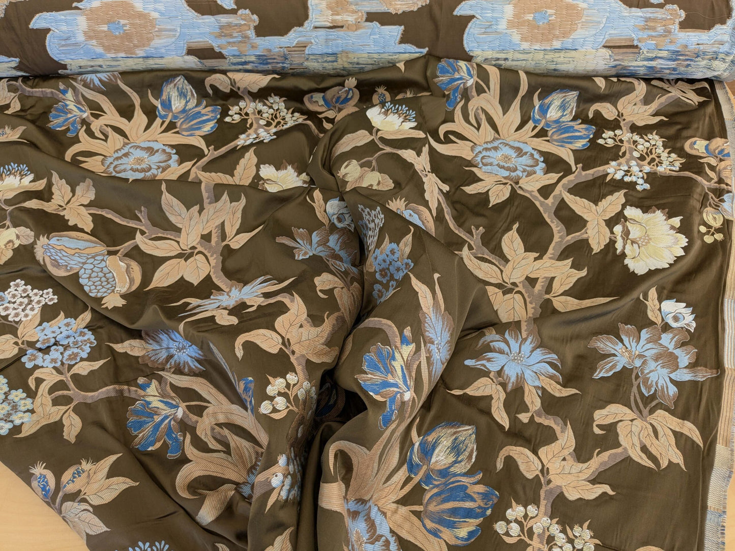 by yard Scalamandre Old World Weavers Frida Brown Vibrant Mexican Floral &amp; Fruits  Flower Lampas MSRP USD 546/y