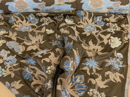 by yard Scalamandre Old World Weavers Frida Brown Vibrant Mexican Floral &amp; Fruits  Flower Lampas MSRP USD 546/y