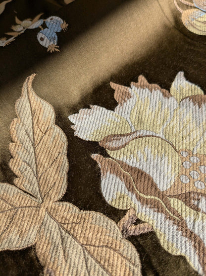 by yard Scalamandre Old World Weavers Frida Brown Vibrant Mexican Floral &amp; Fruits  Flower Lampas MSRP USD 546/y