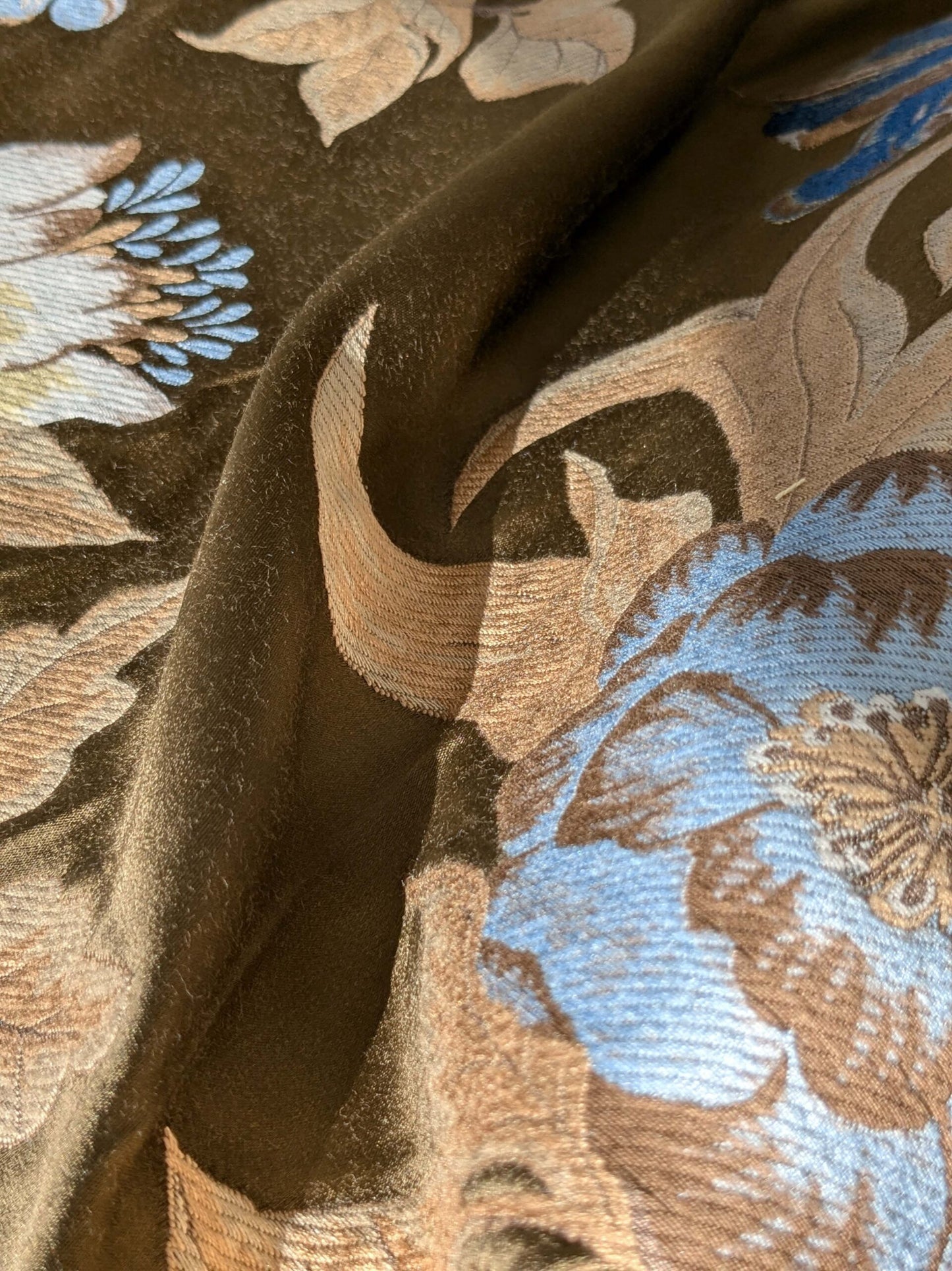 by yard Scalamandre Old World Weavers Frida Brown Vibrant Mexican Floral &amp; Fruits  Flower Lampas MSRP USD 546/y