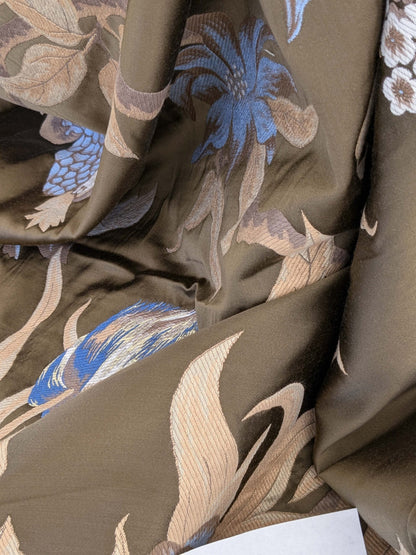 by yard Scalamandre Old World Weavers Frida Brown Vibrant Mexican Floral &amp; Fruits  Flower Lampas MSRP USD 546/y