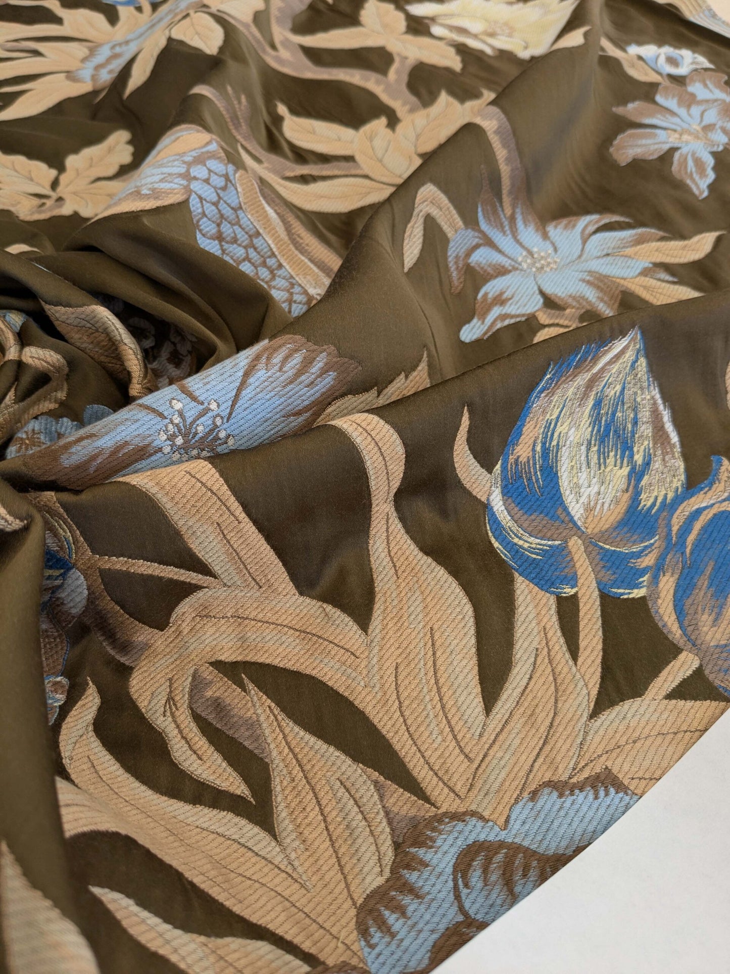 by yard Scalamandre Old World Weavers Frida Brown Vibrant Mexican Floral &amp; Fruits  Flower Lampas MSRP USD 546/y