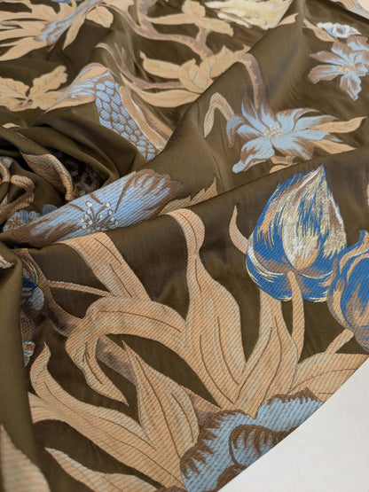 by yard Scalamandre Old World Weavers Frida Brown Vibrant Mexican Floral &amp; Fruits  Flower Lampas MSRP USD 546/y