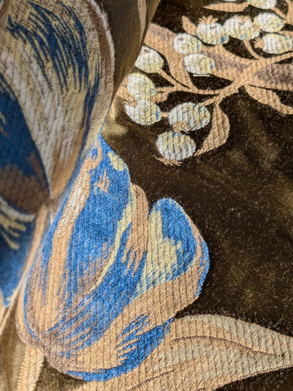 by yard Scalamandre Old World Weavers Frida Brown Vibrant Mexican Floral &amp; Fruits  Flower Lampas MSRP USD 546/y