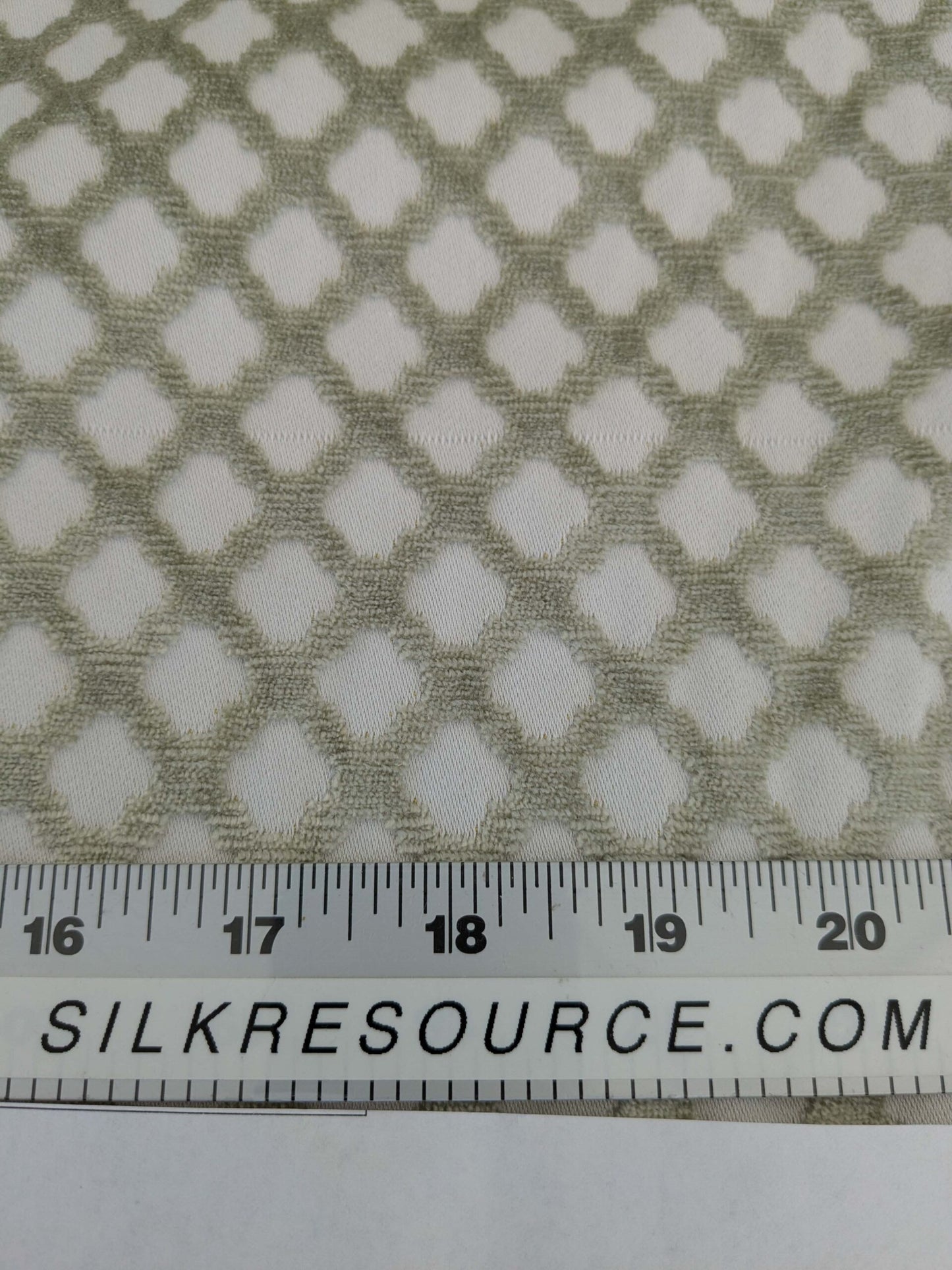 by yard Scalamandre Pomfret Green Tea Silk Cotton Green Beige Diamond Ogee Small Scale MSRP USD816/y