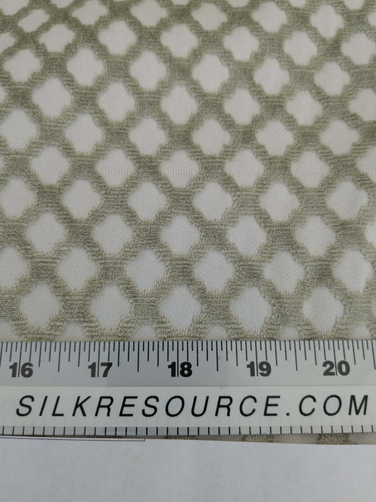by yard Scalamandre Pomfret Green Tea Silk Cotton Green Beige Diamond Ogee Small Scale MSRP USD816/y