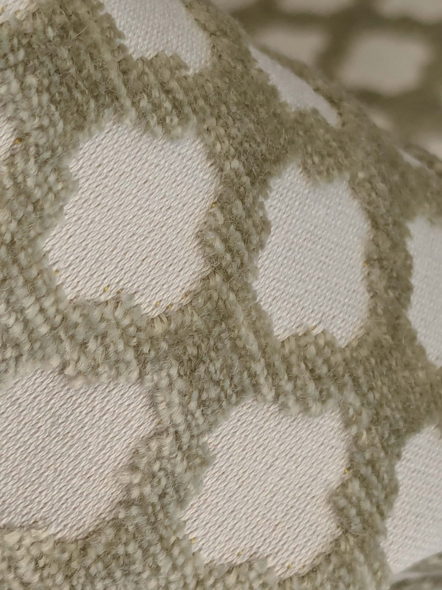 by yard Scalamandre Pomfret Green Tea Silk Cotton Green Beige Diamond Ogee Small Scale MSRP USD816/y