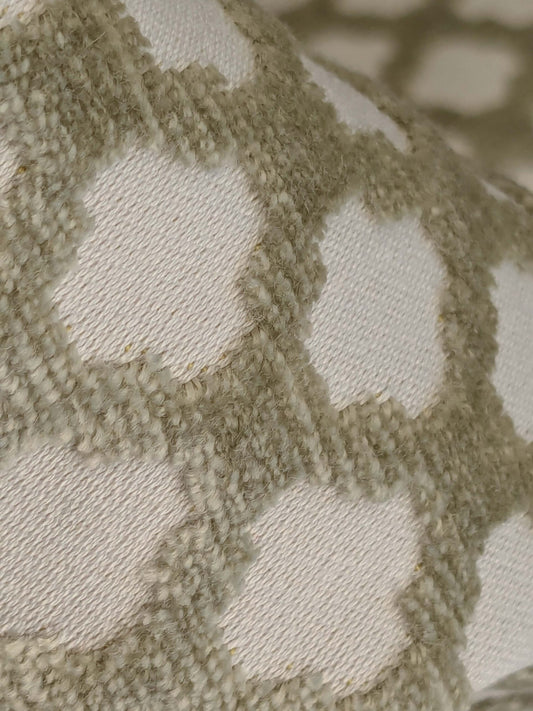 by yard Scalamandre Pomfret Green Tea Silk Cotton Green Beige Diamond Ogee Small Scale MSRP USD816/y