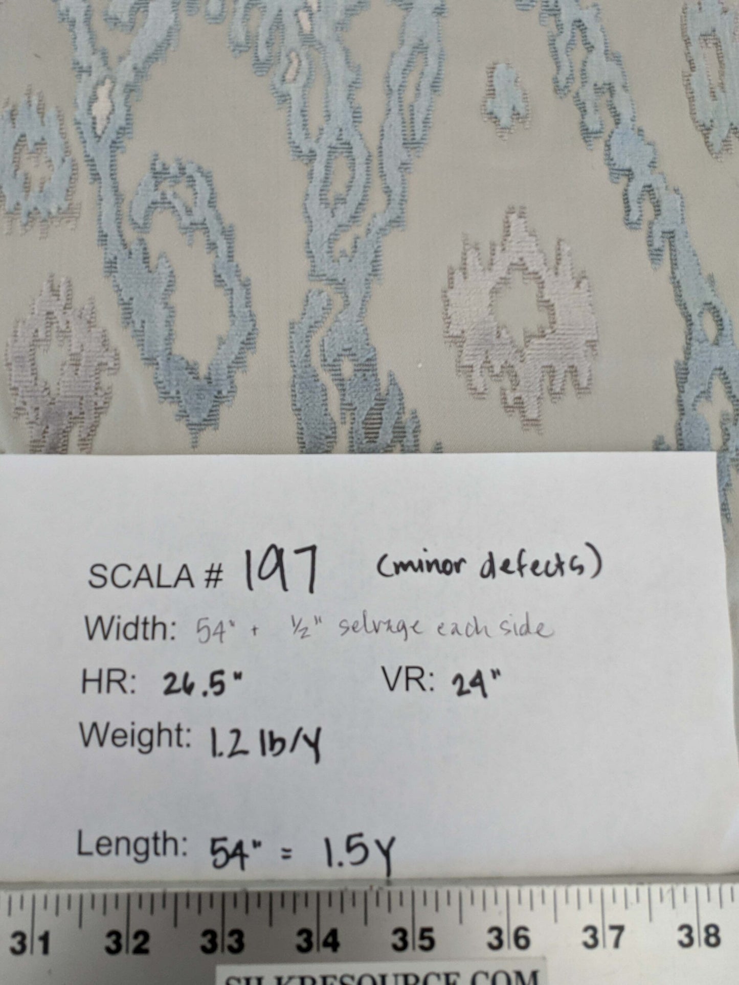 1.35yards Scalamandre  TAI LAO Blue Cut Velvet Beige Blue Art Deco MSRP USD 532/Y