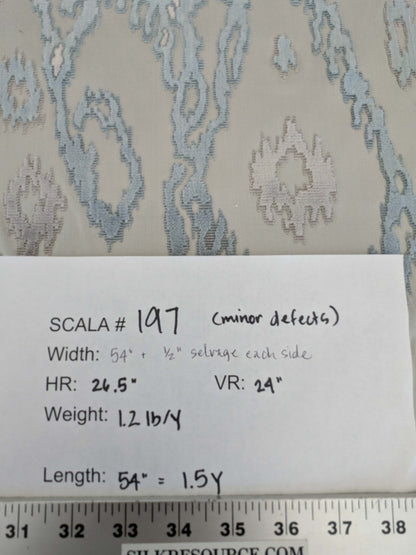 1.35yards Scalamandre  TAI LAO Blue Cut Velvet Beige Blue Art Deco MSRP USD 532/Y