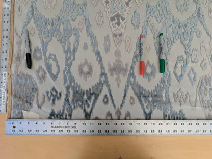 1.35yards Scalamandre  TAI LAO Blue Cut Velvet Beige Blue Art Deco MSRP USD 532/Y