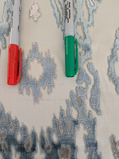 1.35yards Scalamandre  TAI LAO Blue Cut Velvet Beige Blue Art Deco MSRP USD 532/Y