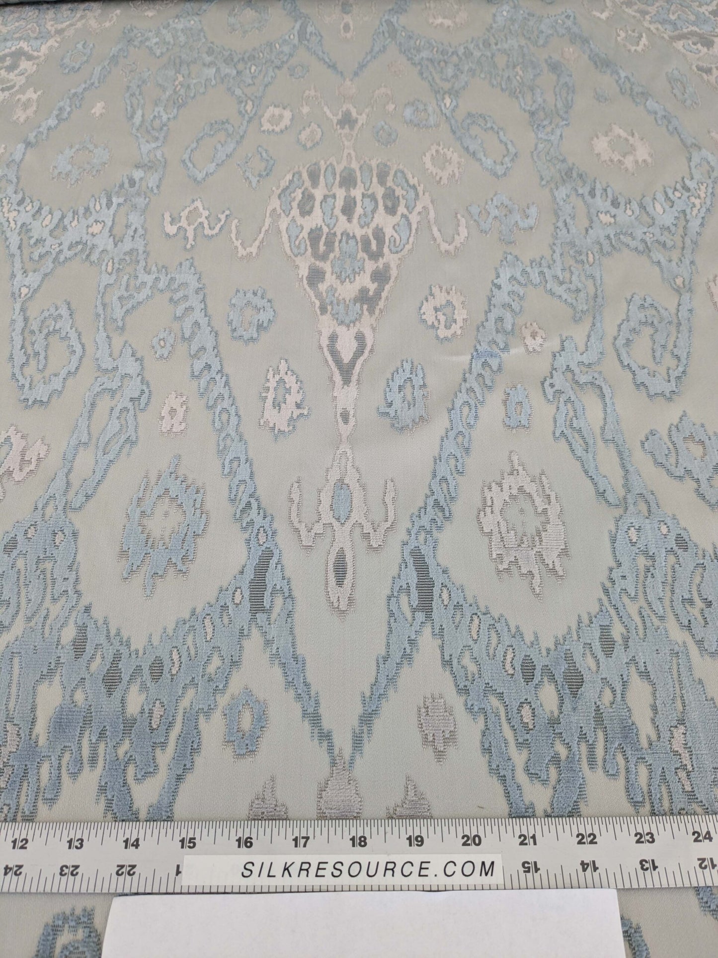 1.35yards Scalamandre  TAI LAO Blue Cut Velvet Beige Blue Art Deco MSRP USD 532/Y