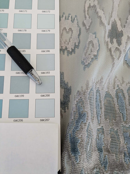 1.35yards Scalamandre  TAI LAO Blue Cut Velvet Beige Blue Art Deco MSRP USD 532/Y