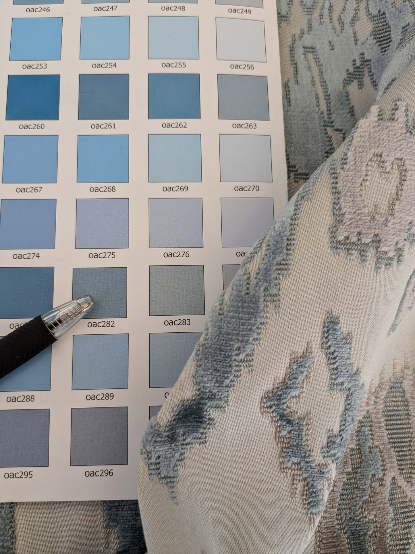 1.35yards Scalamandre  TAI LAO Blue Cut Velvet Beige Blue Art Deco MSRP USD 532/Y