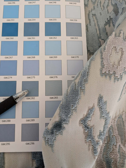 1.35yards Scalamandre  TAI LAO Blue Cut Velvet Beige Blue Art Deco MSRP USD 532/Y
