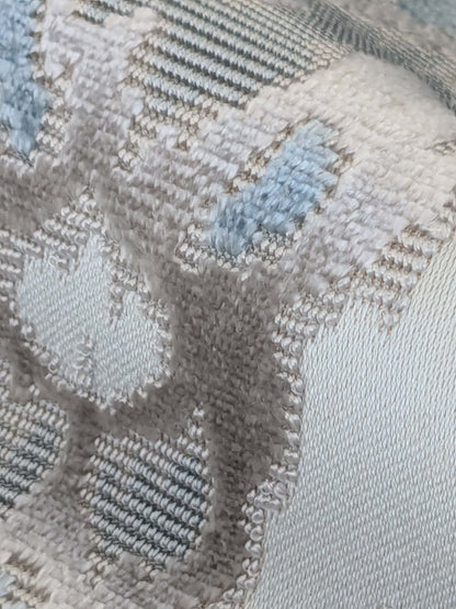 1.35yards Scalamandre  TAI LAO Blue Cut Velvet Beige Blue Art Deco MSRP USD 532/Y