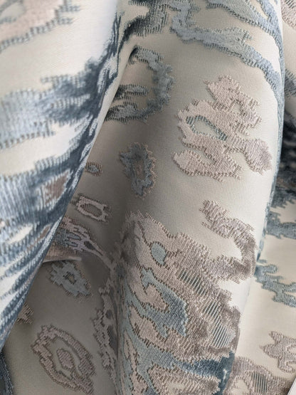 1.35yards Scalamandre  TAI LAO Blue Cut Velvet Beige Blue Art Deco MSRP USD 532/Y