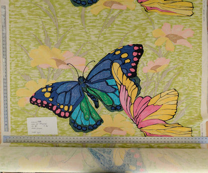 by yard Scalamandre Kilifi Verde Linen Multi on Green Giant Butterfly Floral