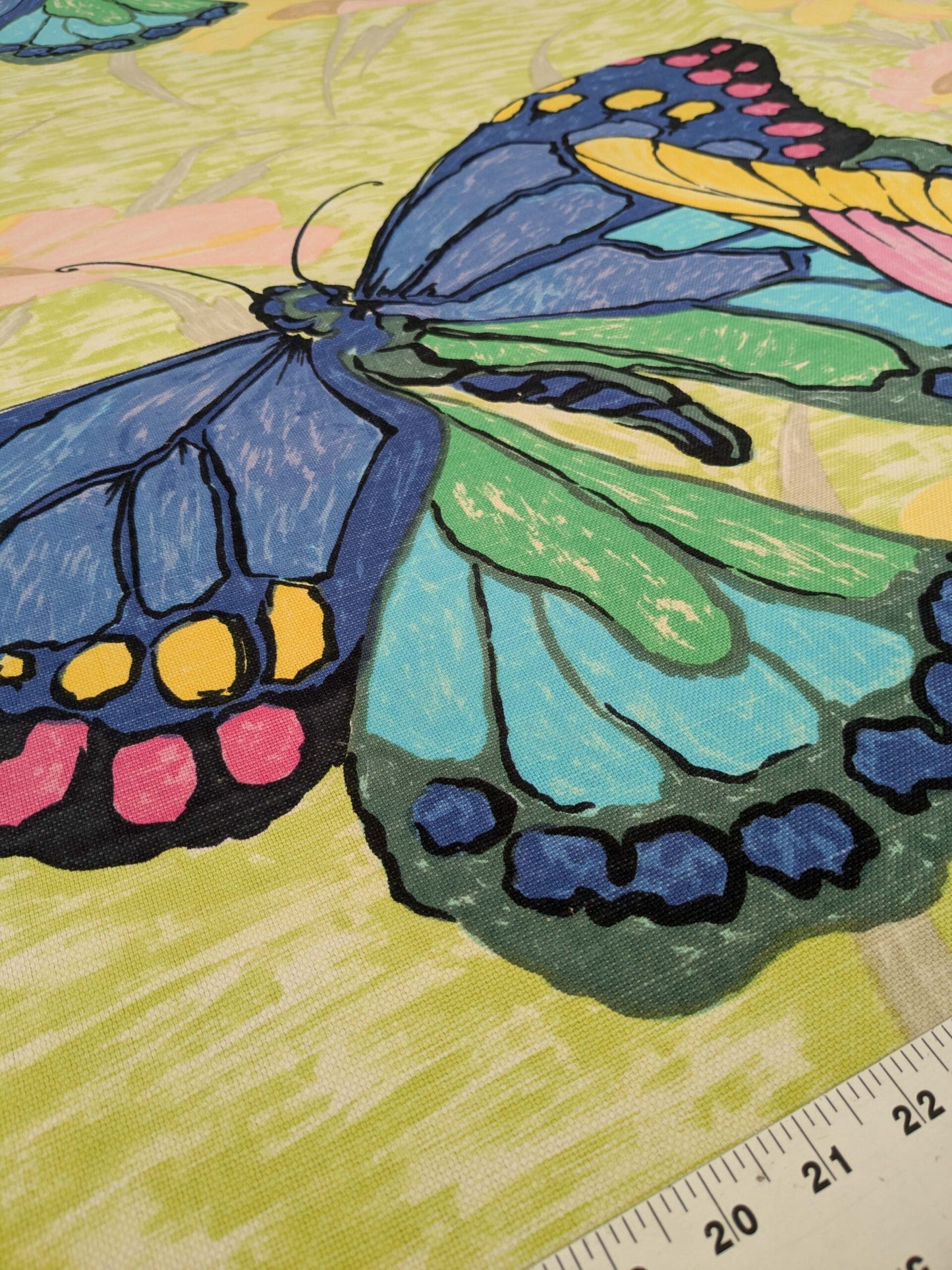 by yard Scalamandre Kilifi Verde Linen Multi on Green Giant Butterfly Floral