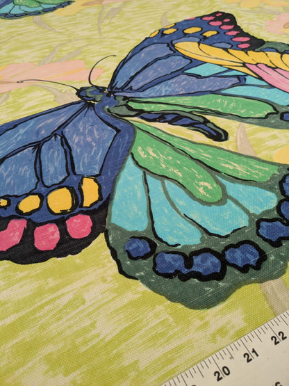 by yard Scalamandre Kilifi Verde Linen Multi on Green Giant Butterfly Floral