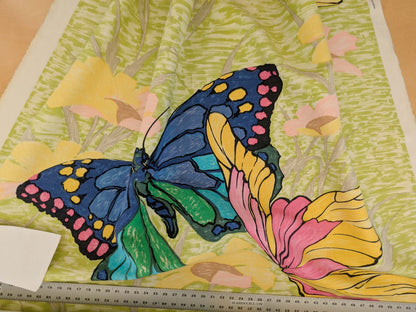 by yard Scalamandre Kilifi Verde Linen Multi on Green Giant Butterfly Floral