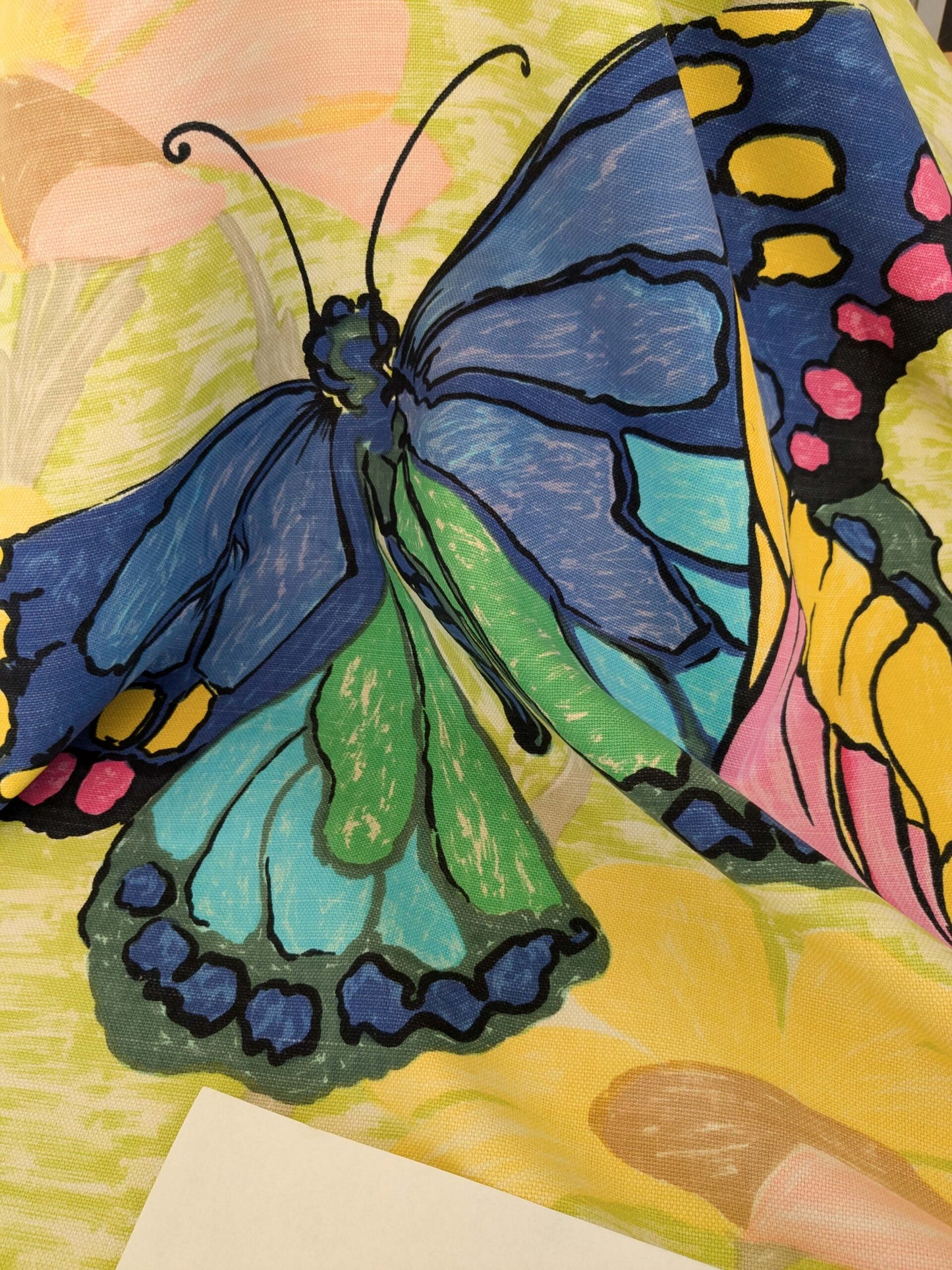 by yard Scalamandre Kilifi Verde Linen Multi on Green Giant Butterfly Floral