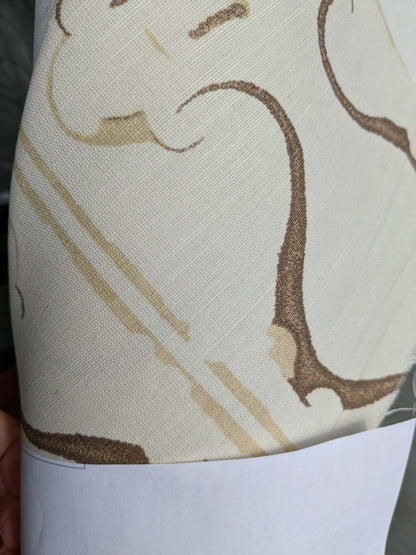 Scalamandre Helena Print Sea Spray Mocha Brown on Cream Ikat Ancient Ruins Greek Urn Linen MSRP USD 184/Y  Old World Weavers