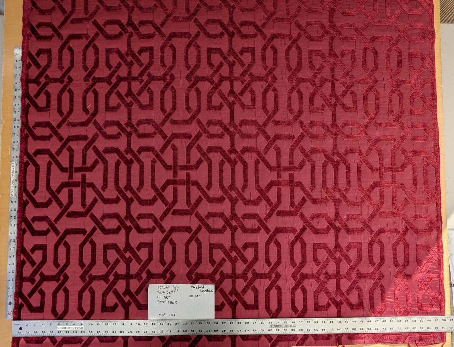 1.4yard Scalamandre Old World Weavers Wexford Lipstick Red Lattice Geometric MSRP USD152/y