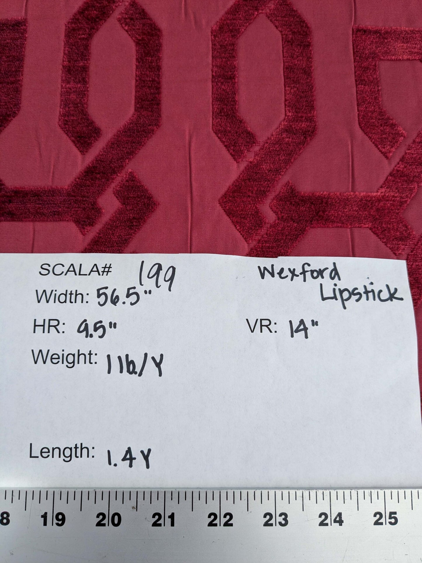 1.4yard Scalamandre Old World Weavers Wexford Lipstick Red Lattice Geometric MSRP USD152/y