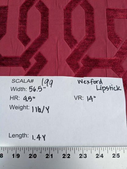 1.4yard Scalamandre Old World Weavers Wexford Lipstick Red Lattice Geometric MSRP USD152/y