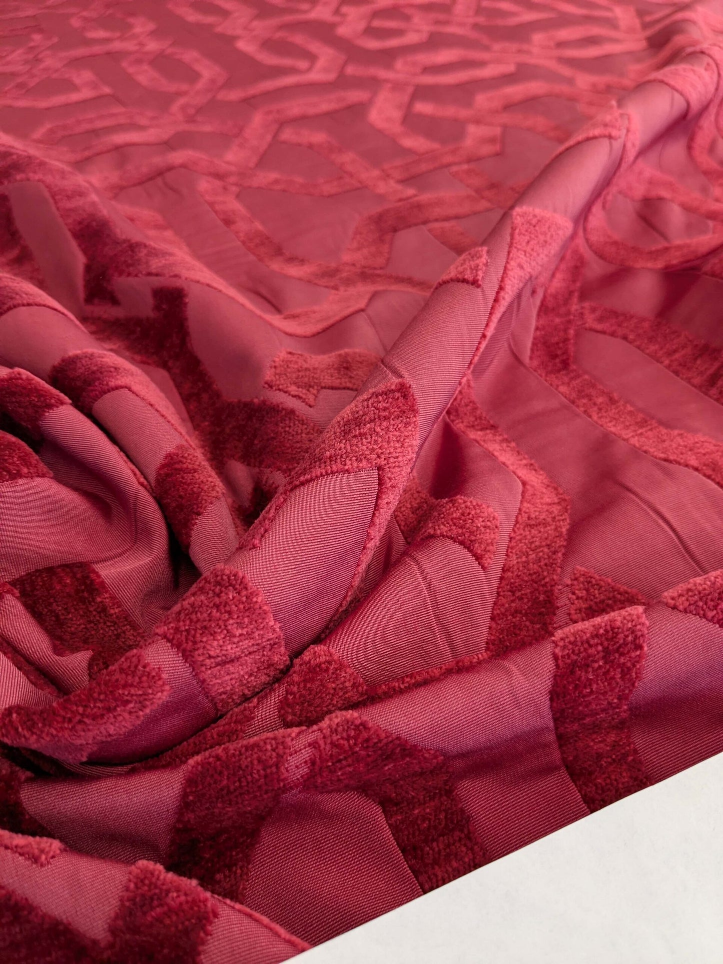 1.4yard Scalamandre Old World Weavers Wexford Lipstick Red Lattice Geometric MSRP USD152/y