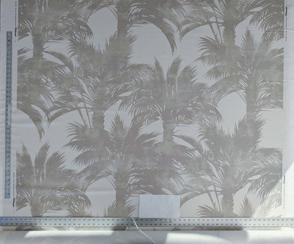 By yard Scalamandre Grey Watkins Palm Print Grey White Huge Leaf Botanical Foliage Tropical Linen Cotton MSRP USD 338/y