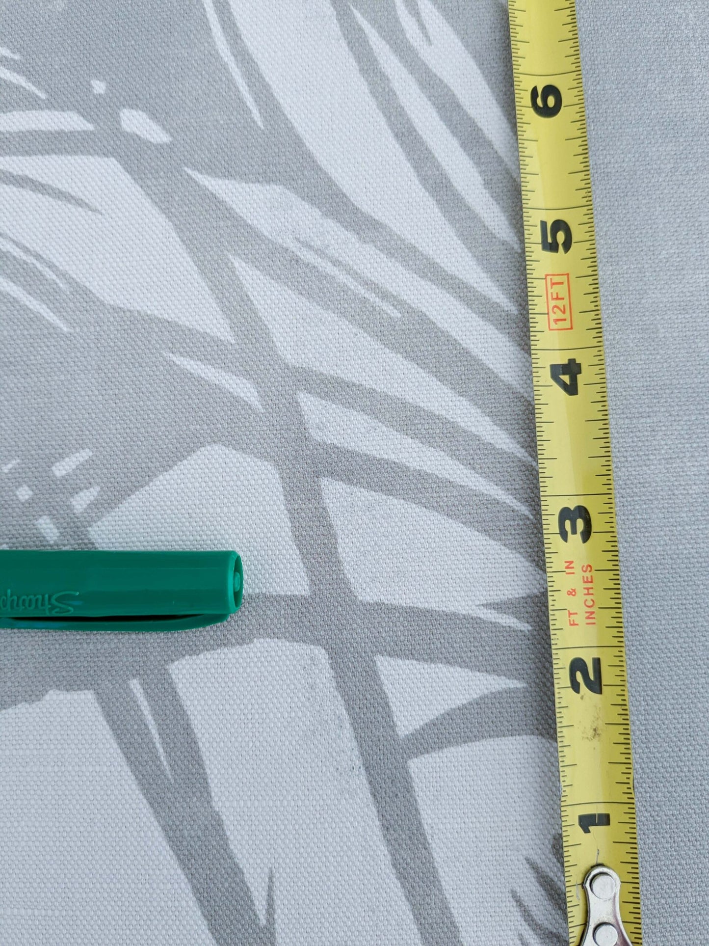 By yard Scalamandre Grey Watkins Palm Print Grey White Huge Leaf Botanical Foliage Tropical Linen Cotton MSRP USD 338/y