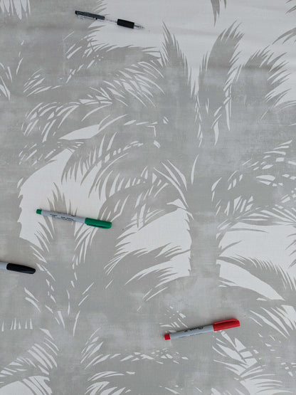 By yard Scalamandre Grey Watkins Palm Print Grey White Huge Leaf Botanical Foliage Tropical Linen Cotton MSRP USD 338/y