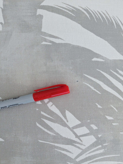 By yard Scalamandre Grey Watkins Palm Print Grey White Huge Leaf Botanical Foliage Tropical Linen Cotton MSRP USD 338/y